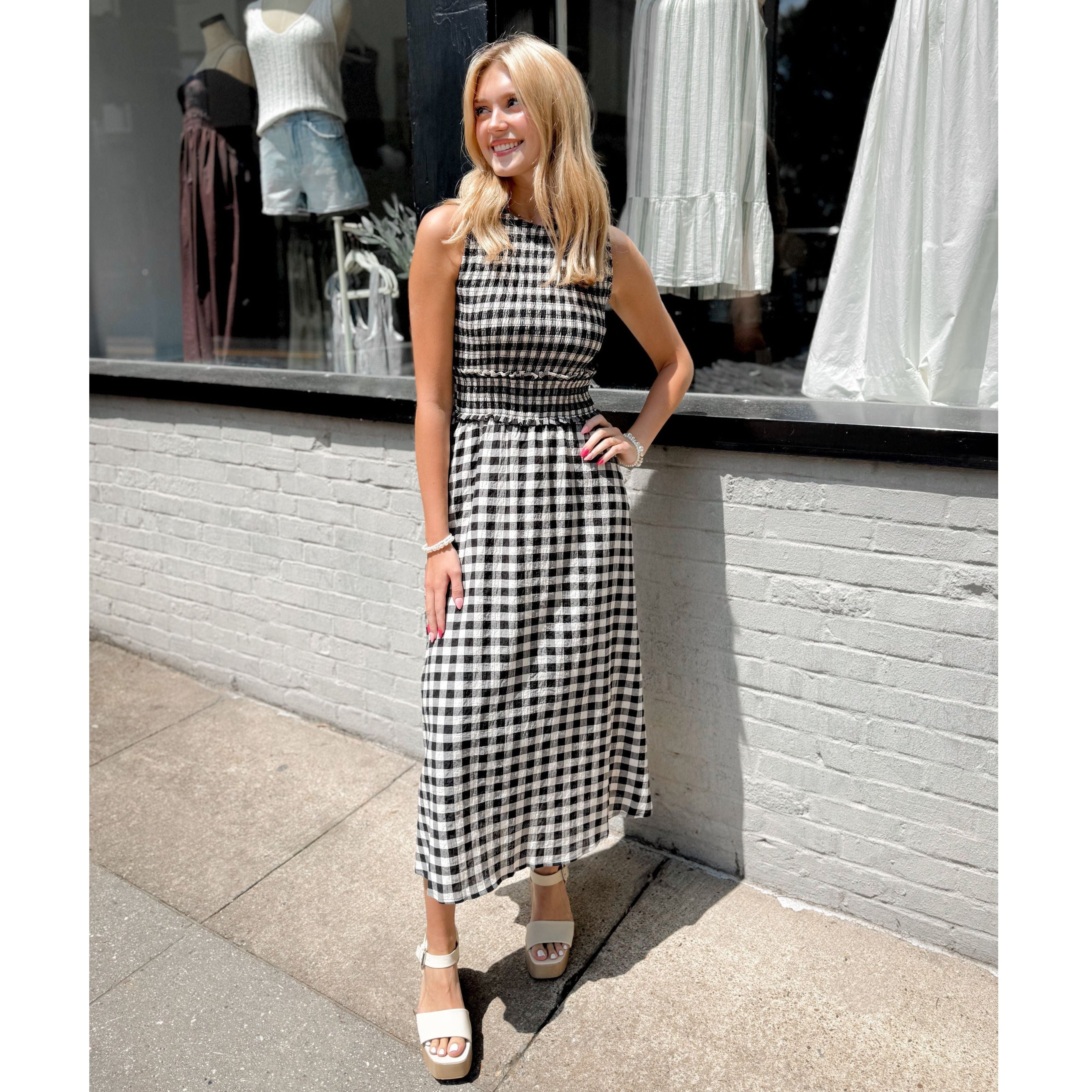 Kit Gingham Midi Dress - Joanna A. Boutique