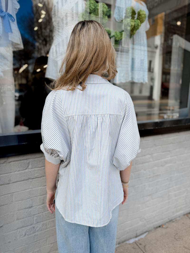 Coastal Dolman Button Up | Light Blue