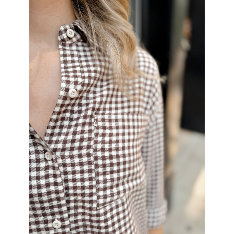 River Plaid Button Up | Chocolate Cherry