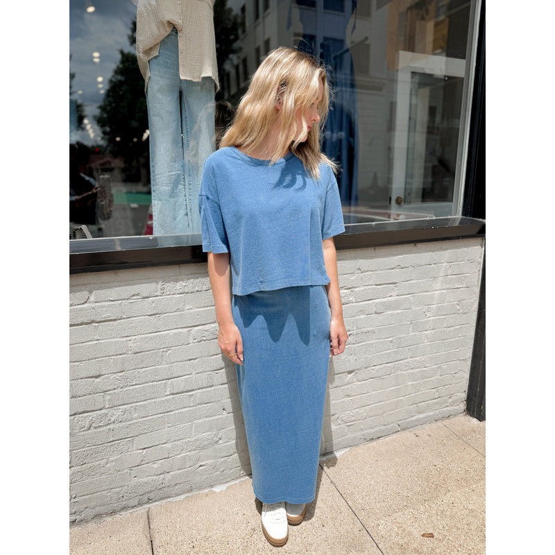 Gail Jersey Denim Midi Skirt