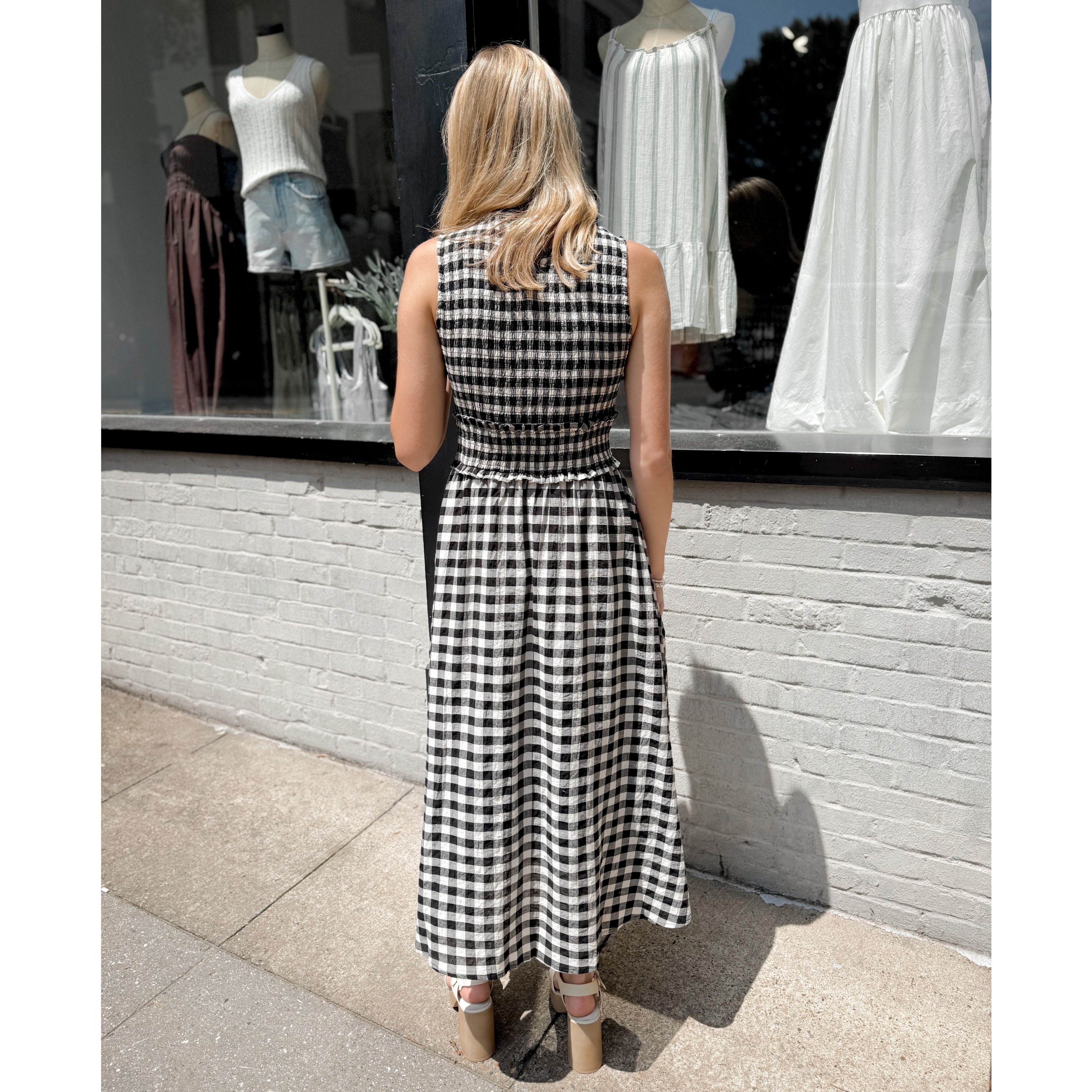 Kit Gingham Midi Dress - Joanna A. Boutique