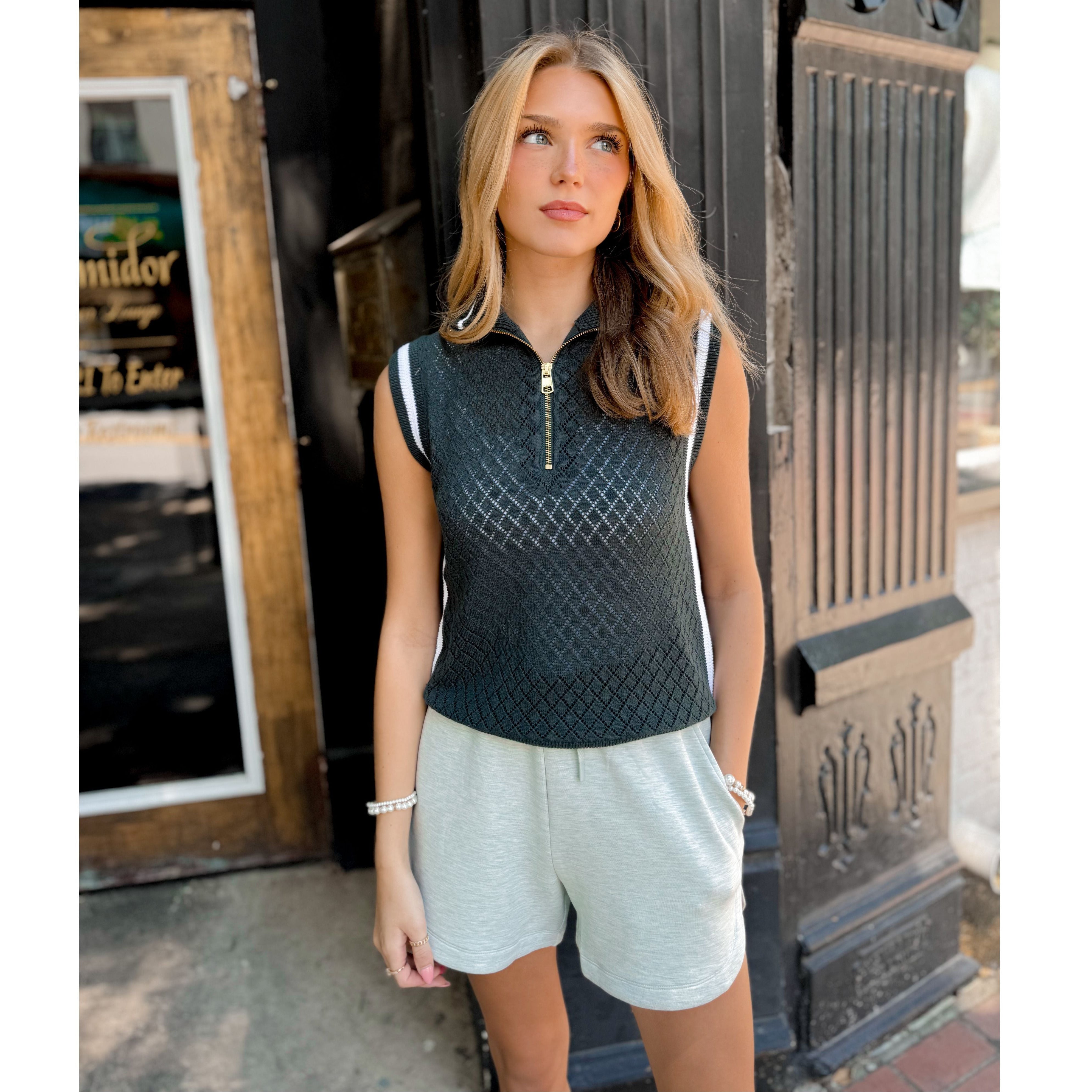 Stefan Half Zip Vest | Green Gables - Joanna A. Boutique