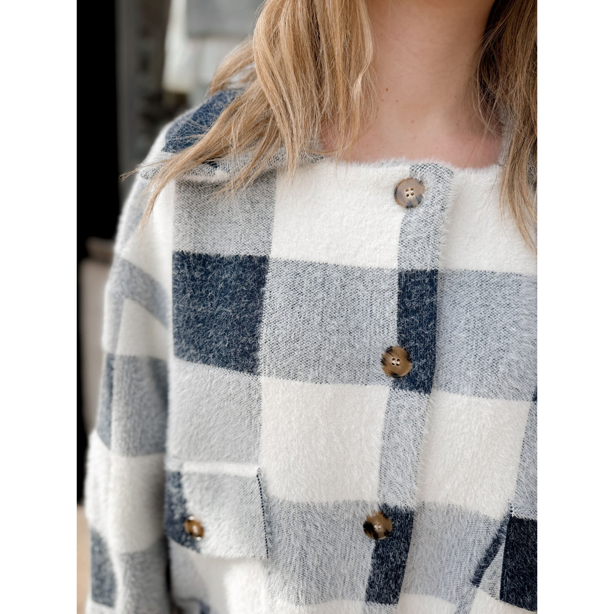 Lola Sweater Jacket | Buffalo Plaid - Joanna A. Boutique