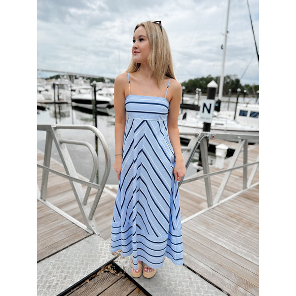 Evelyn Striped Maxi Dress | Blue