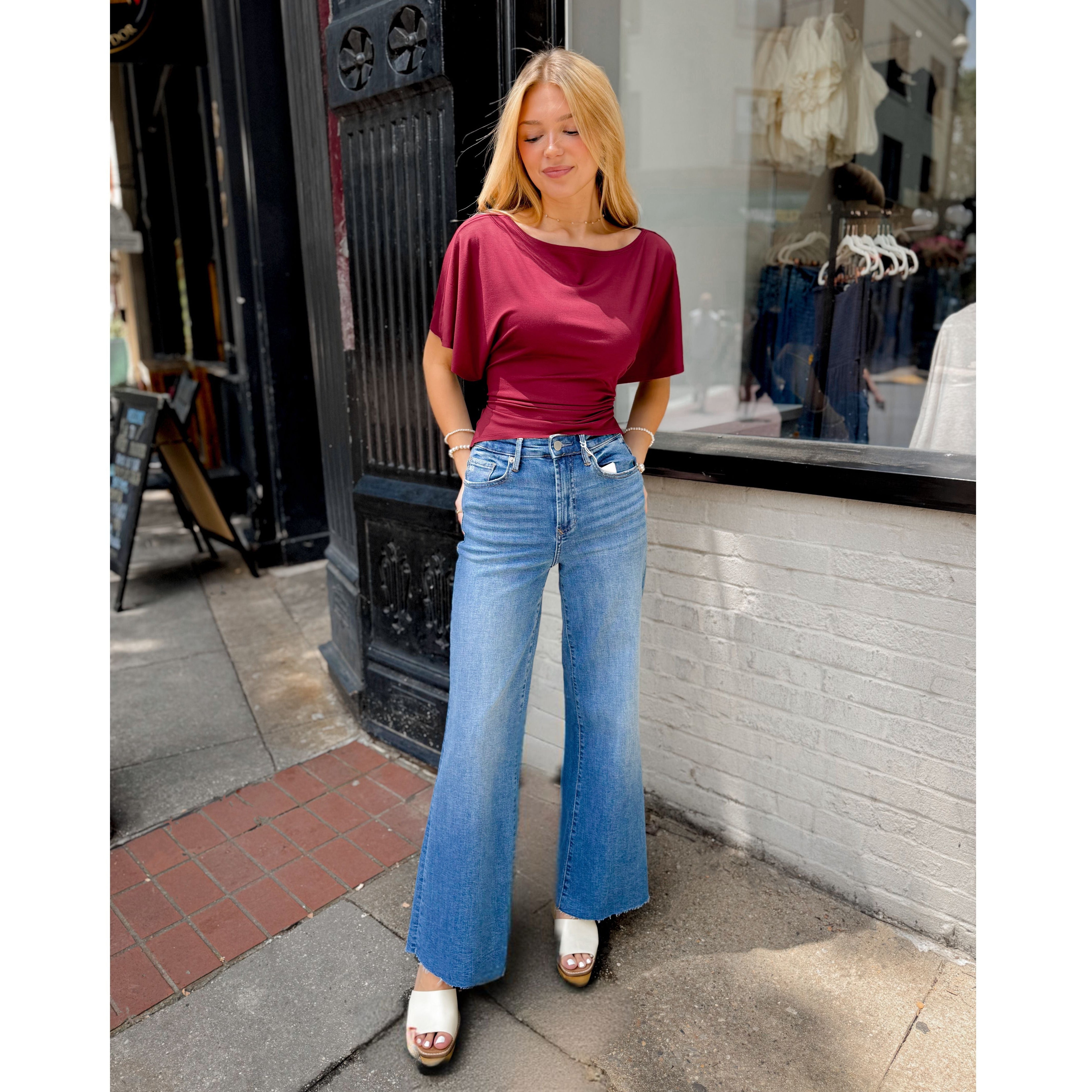 Lillian Top | Merlot - Joanna A. Boutique