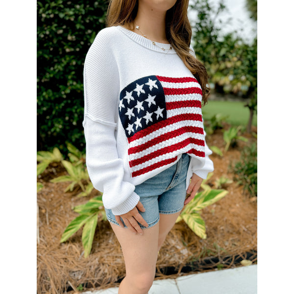 Stars & Stripes Flag Sweater - Joanna A. Boutique