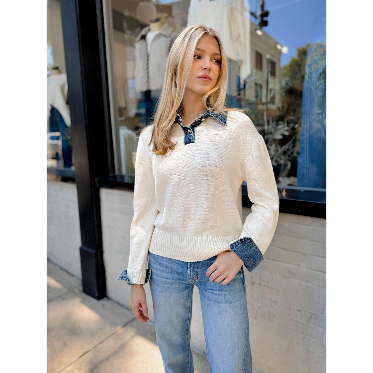 Elton Oxford Denim Top - Joanna A. Boutique