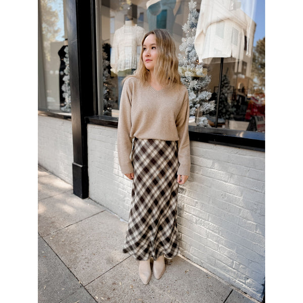 Europa Plaid Midi Skirt