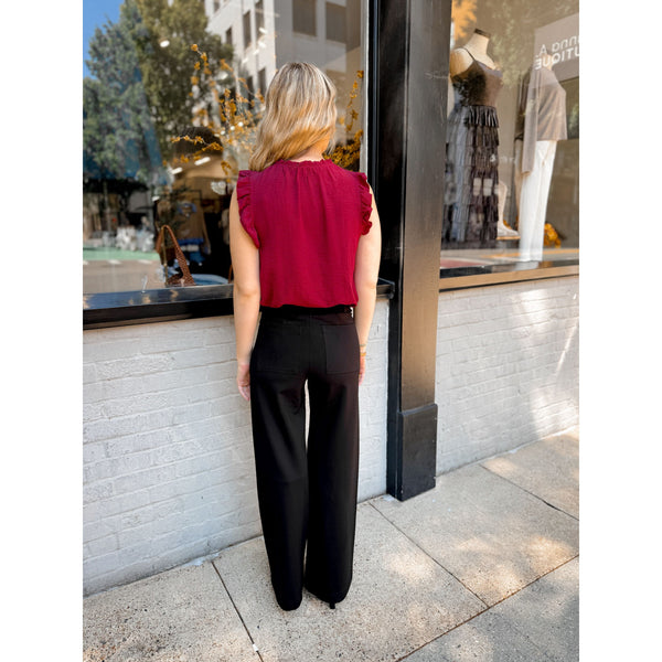 Celine Ruffle Top | Burgundy - Joanna A. Boutique