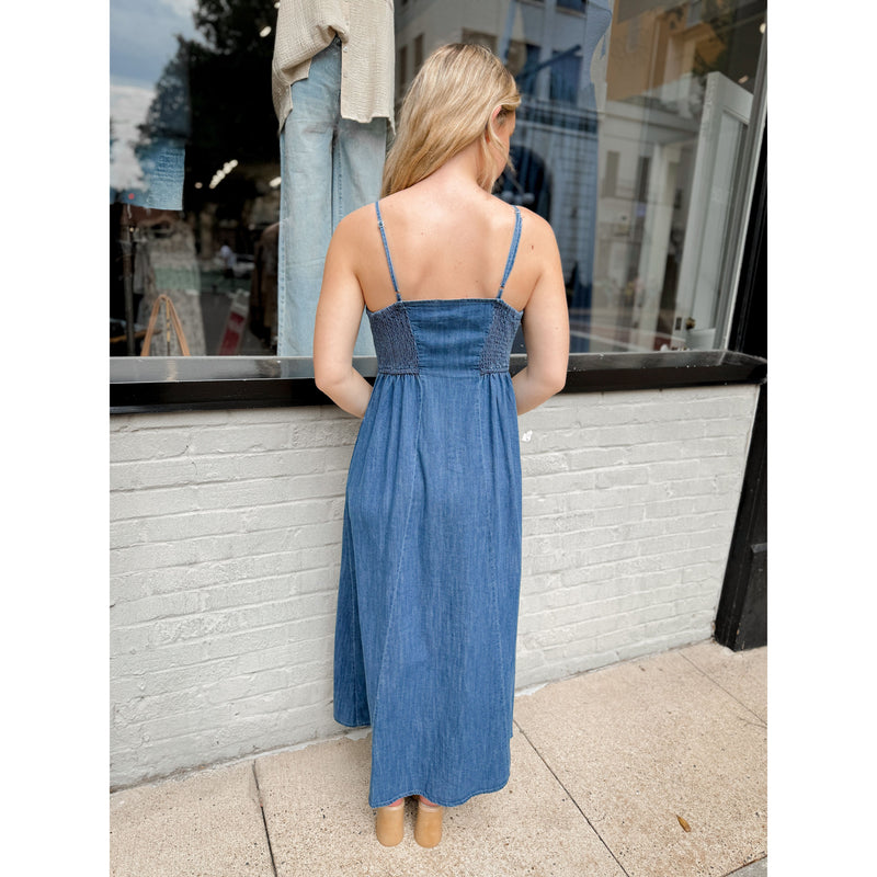 Angel Eyes Denim Midi Dress