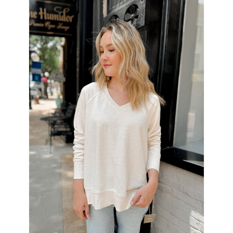 Weekender V Neck | Light Oatmeal Heather
