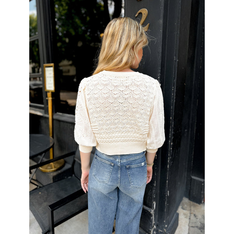 Hendry Eyelet Cardigan | Quarter Sleeve