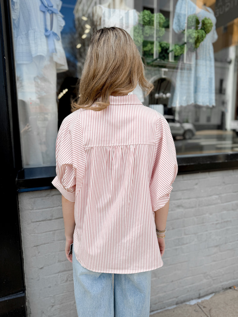 Coastal Dolman Button Up | Salmon