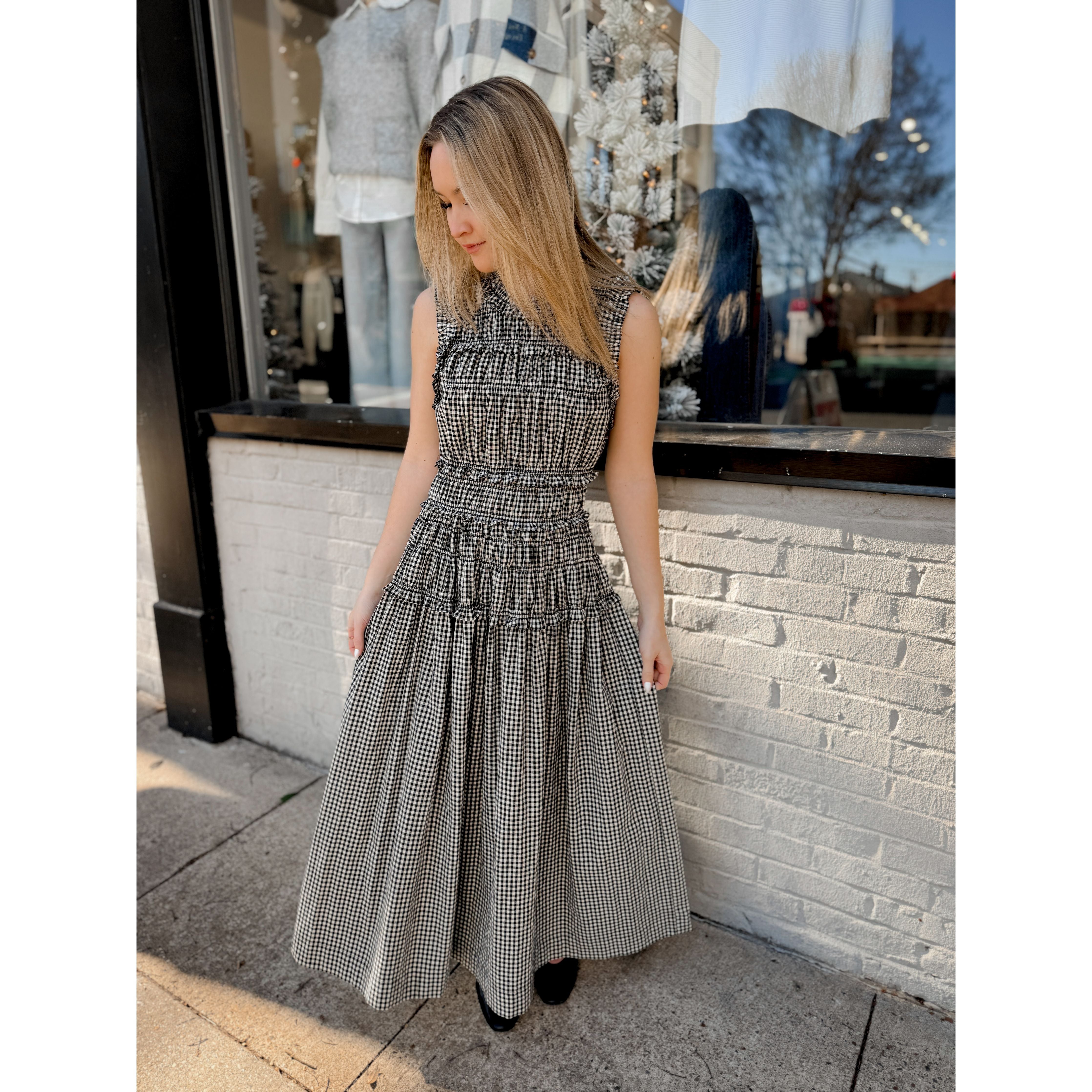 Willa Smocked Dress | Black Gingham - Joanna A. Boutique