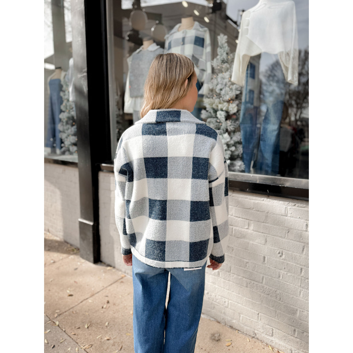 Lola Sweater Jacket | Buffalo Plaid - Joanna A. Boutique