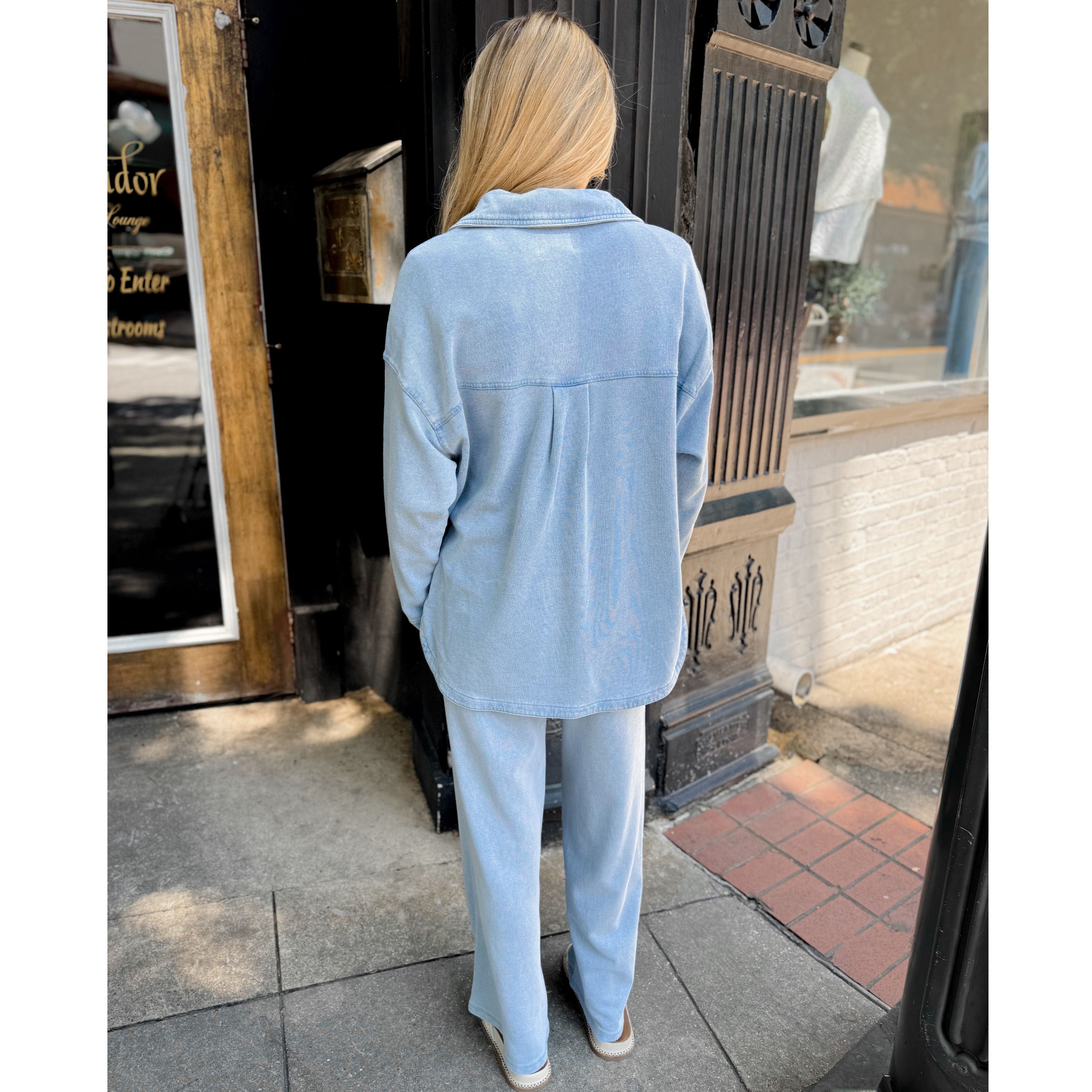All Day Knit Denim Jacket | Ocean Air Indigo - Joanna A. Boutique