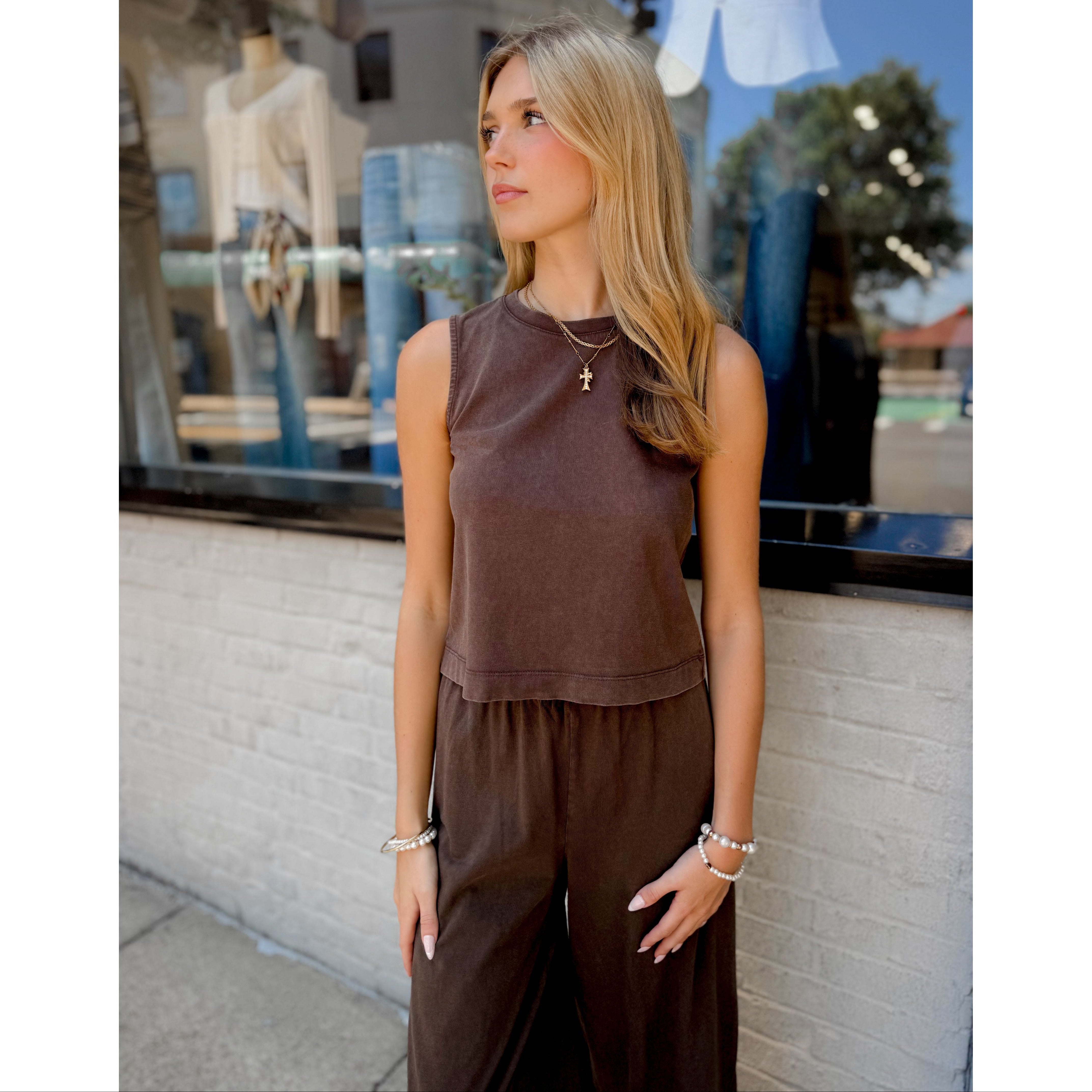 Sloane Jersey Tank | Dark Chocolate - Joanna A. Boutique