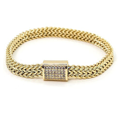 Rhinestone Stacked Cable Chain Bracelet