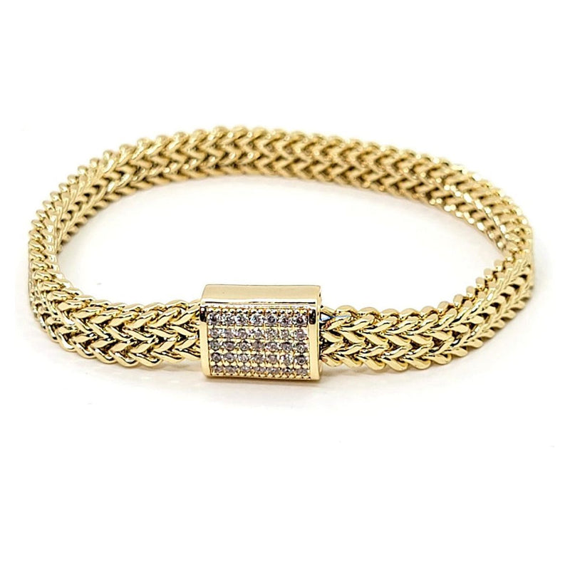 Rhinestone Stacked Cable Chain Bracelet