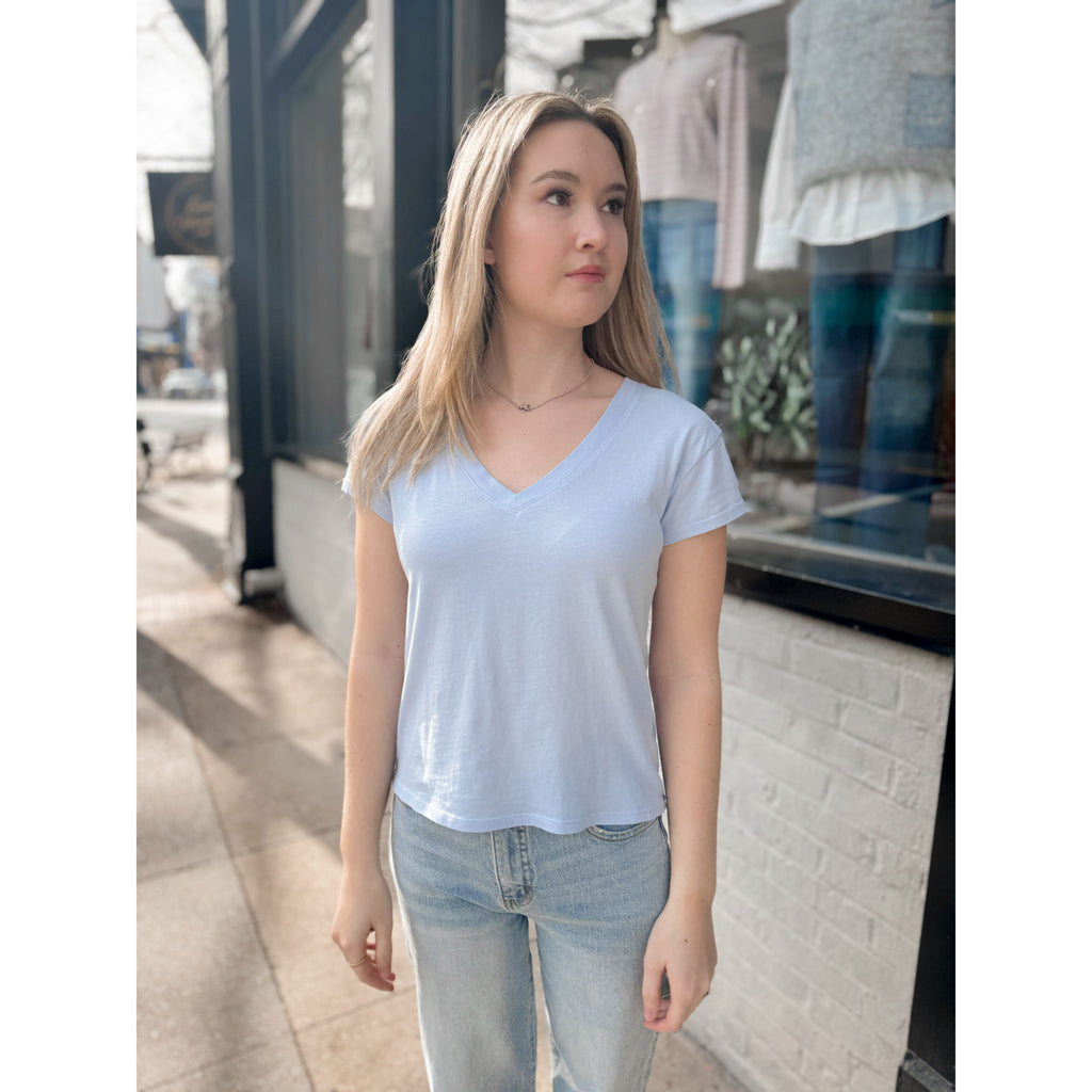 Modern V-Neck Tee | Blue Light