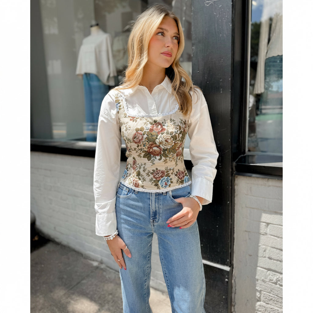 Sable Brocade Top - Joanna A. Boutique