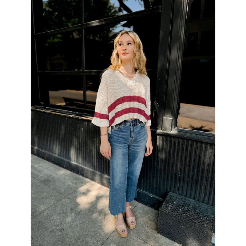 Sandy Striped Sweater | Magenta