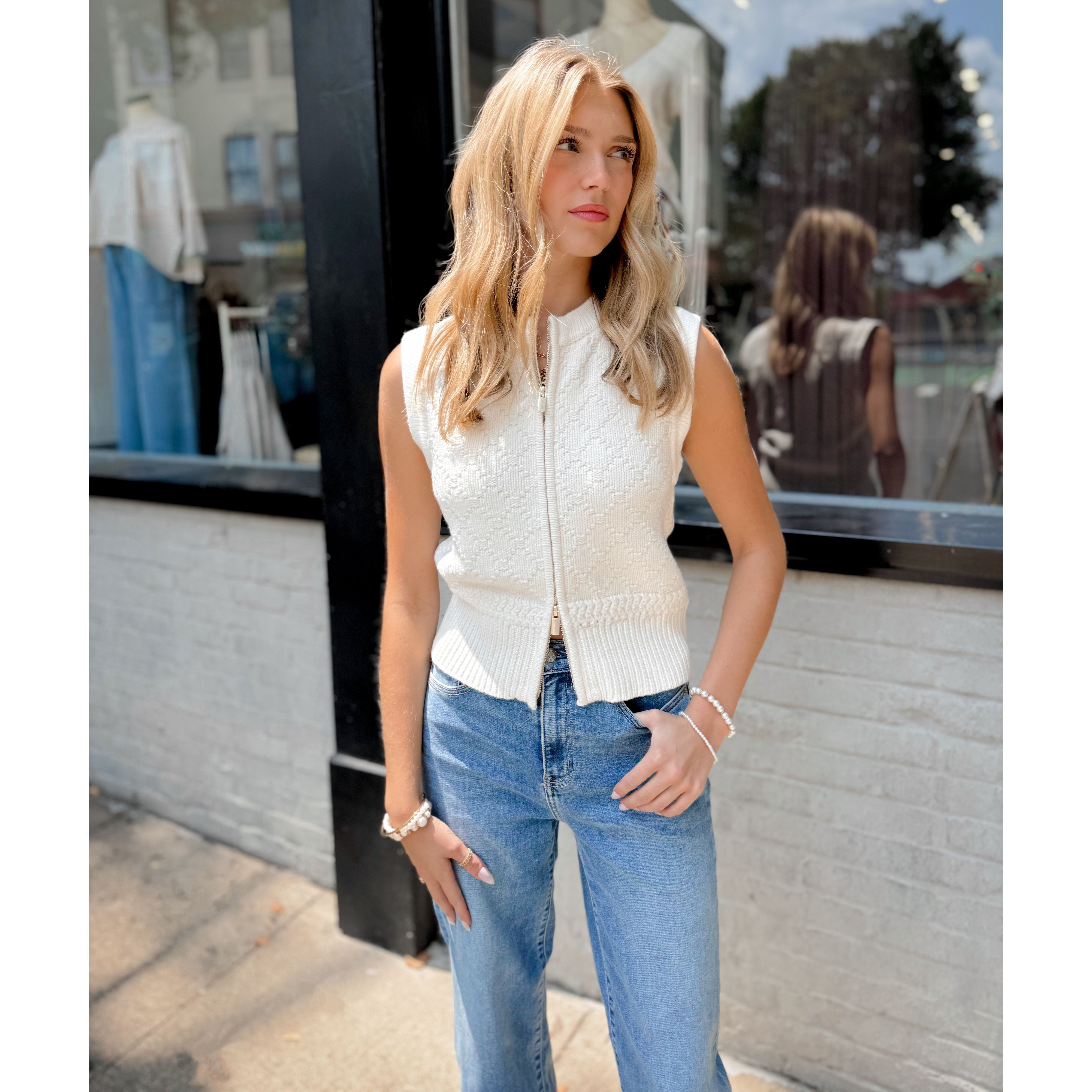 Benson Sweater Vest | Shell - Joanna A. Boutique