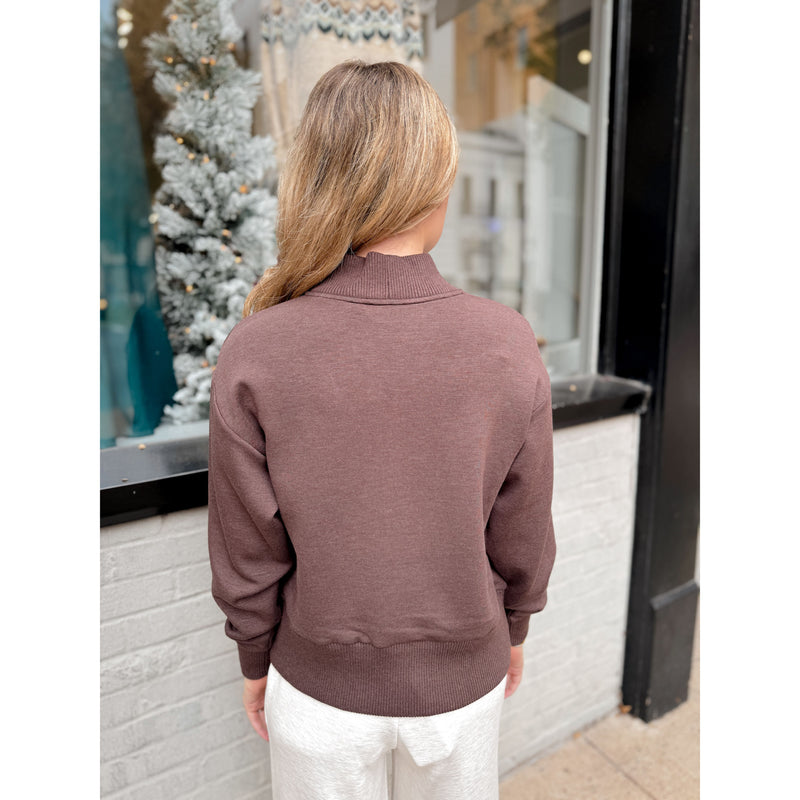 Sally Half Zip Sweat | Coffee Bean Marl