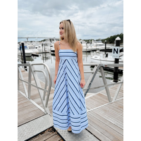 Evelyn Striped Maxi Dress | Blue