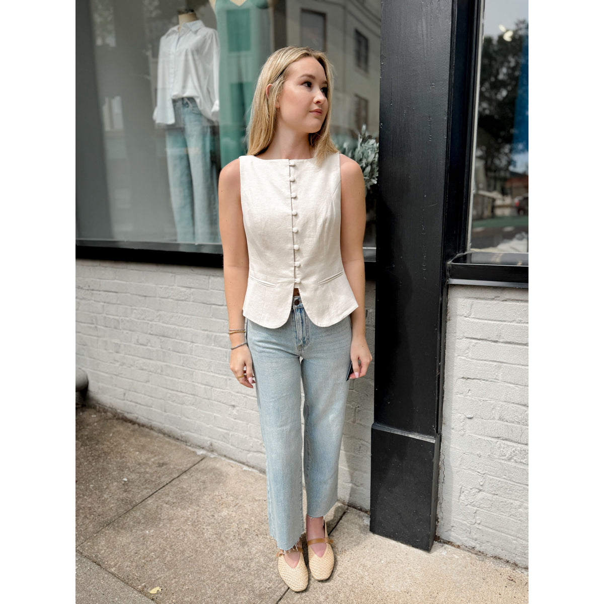 Taylor Linen Vest - Joanna A. Boutique