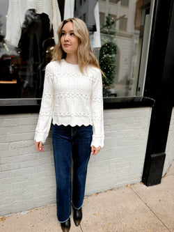 Myra Scalloped Sweater | Off White