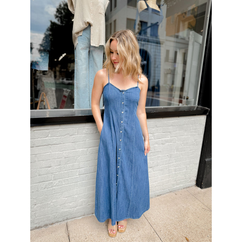 Angel Eyes Denim Midi Dress