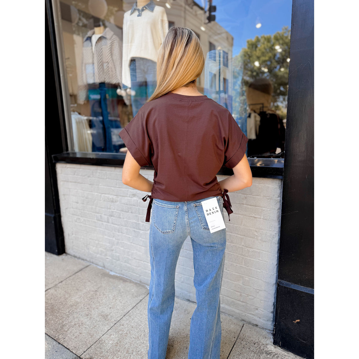 Gracie Ruched Tee | Chocolate - Joanna A. Boutique