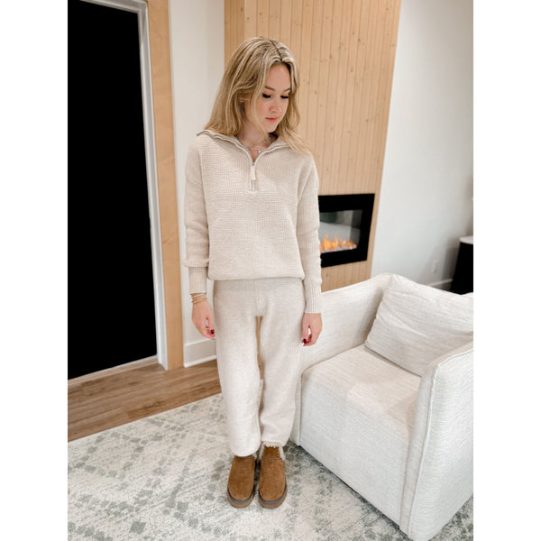 Rue Waffle Knit Pants | Oatmeal