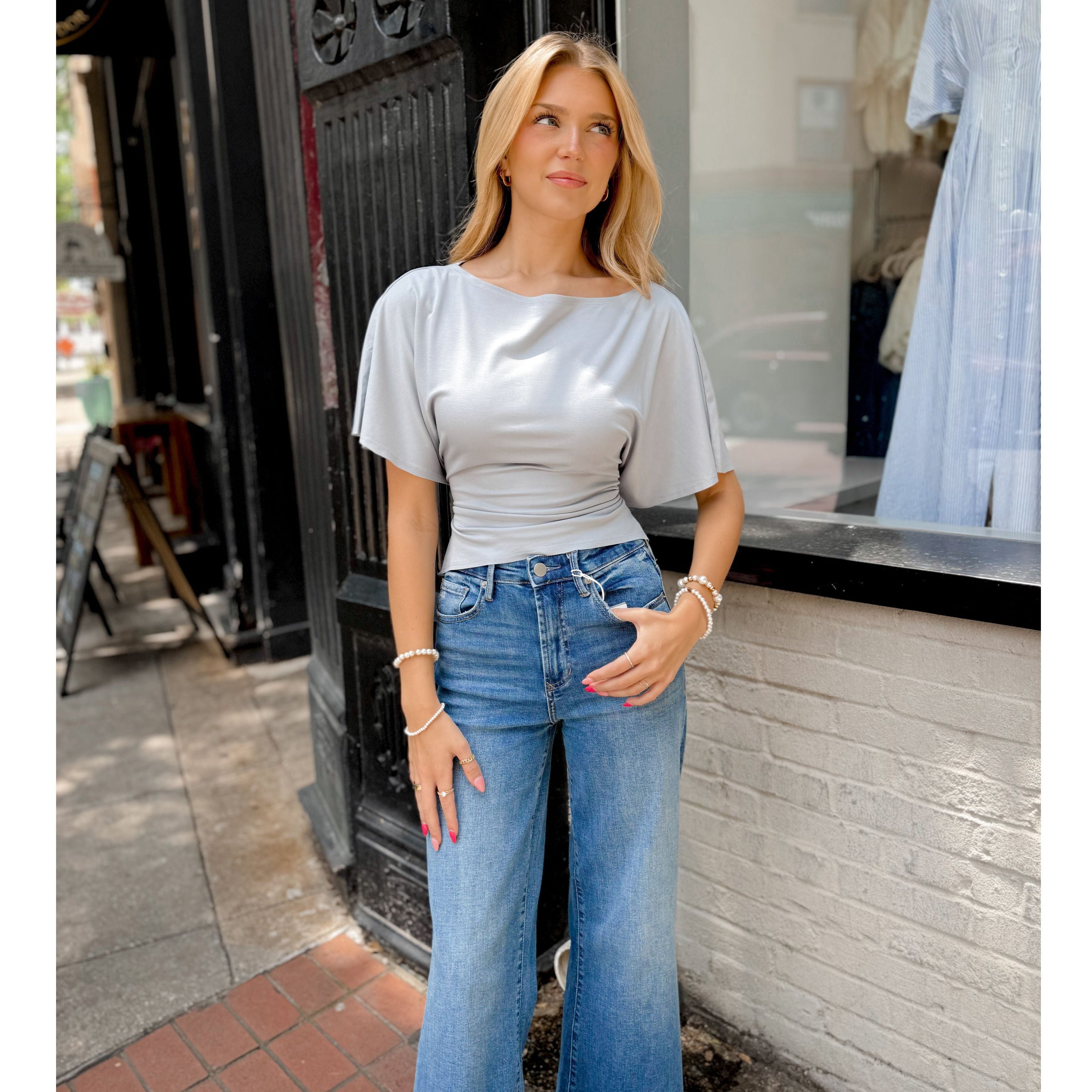 Lillian Top | Sky - Joanna A. Boutique