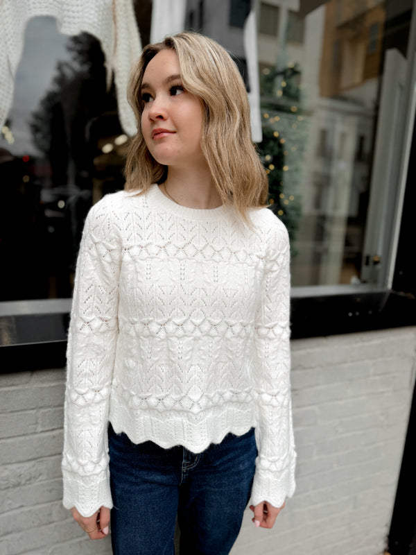 Myra Scalloped Sweater | Off White