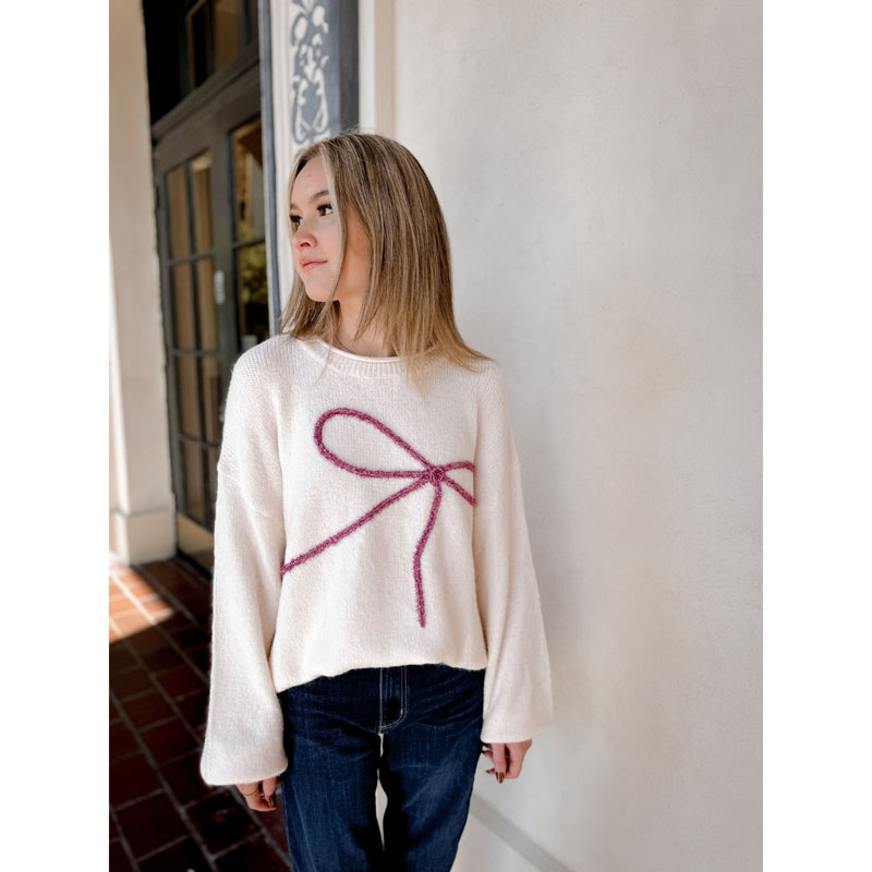 Tinsley Bow Sweater | Ivory