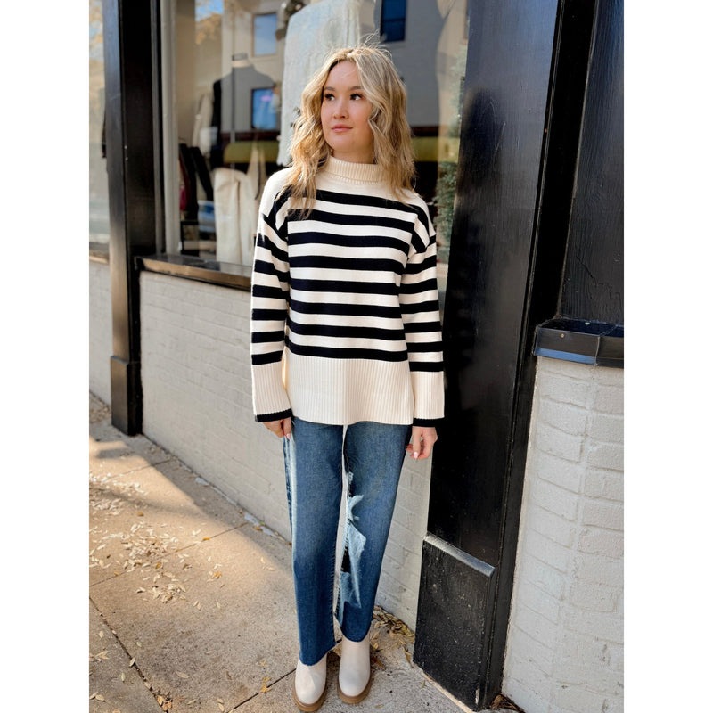 Elsie Striped Sweater | Navy