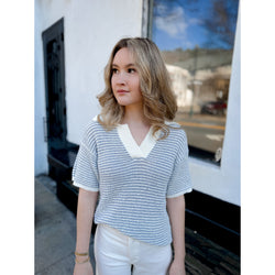 Monroe Knit Tee | Dusty Blue