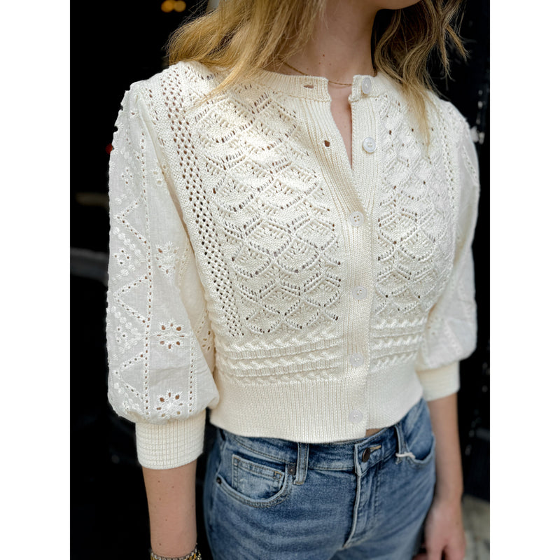 Hendry Eyelet Cardigan | Quarter Sleeve