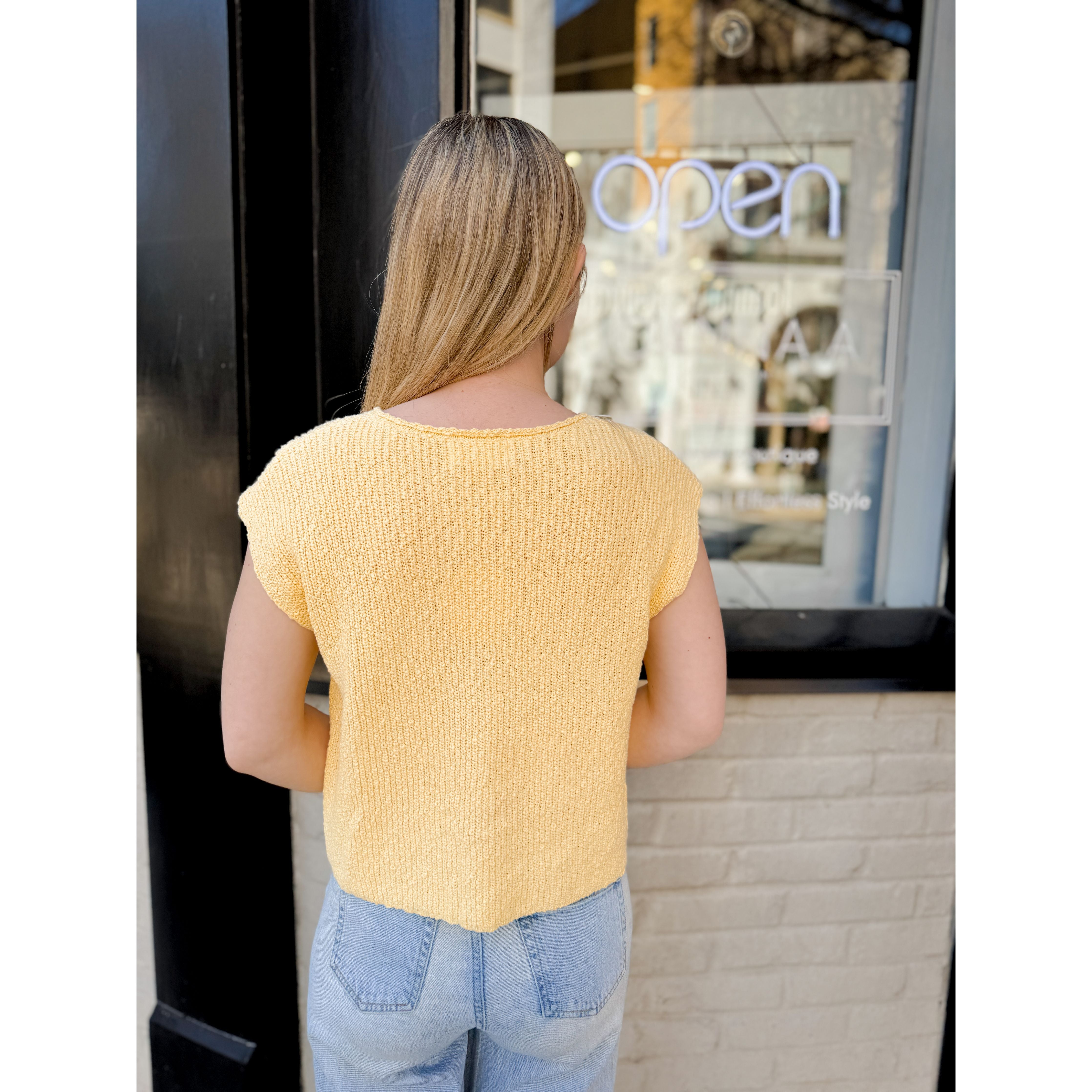 Alex Slub Knit Top | Mellow Yellow - Joanna A. Boutique
