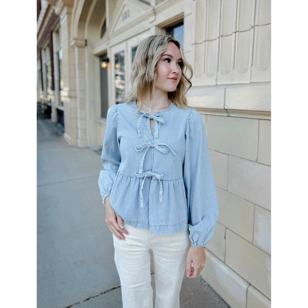 Kaylor Denim Bow Top