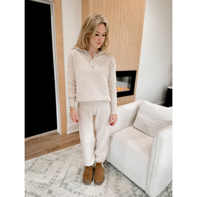 Rue Waffle Knit Pullover | Oatmeal