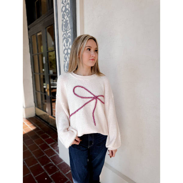 Tinsley Bow Sweater | Ivory