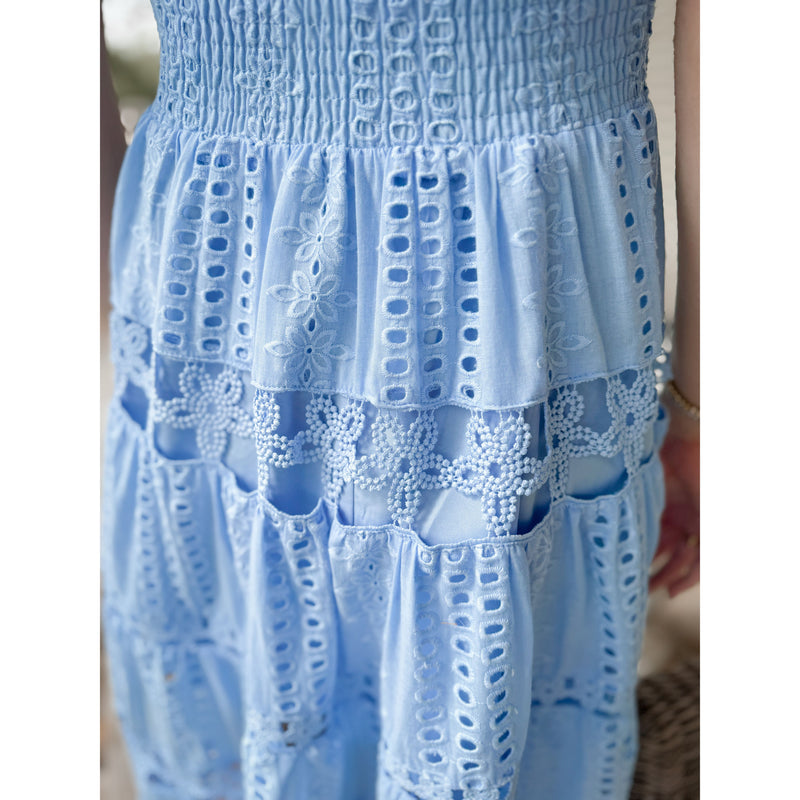 Mimi Eyelet Midi Dress | Chambray