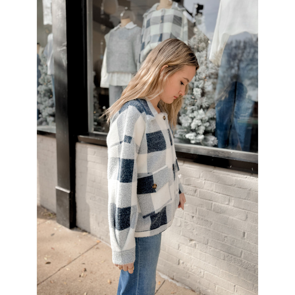 Lola Sweater Jacket | Buffalo Plaid - Joanna A. Boutique