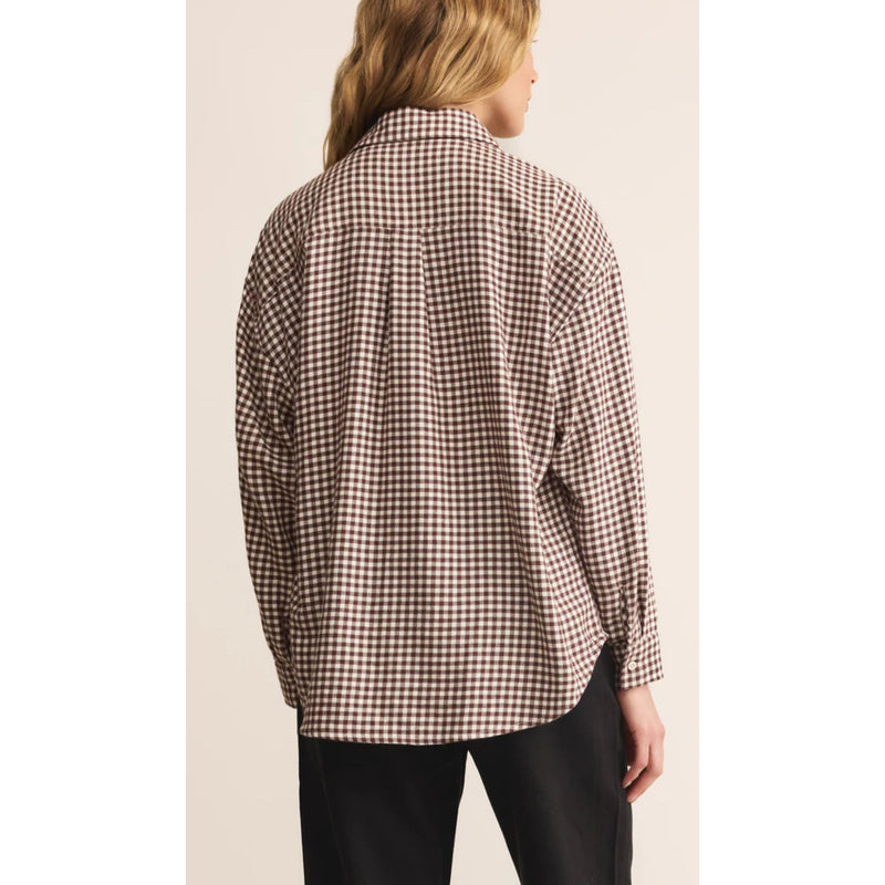 River Plaid Button Up | Chocolate Cherry