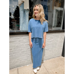 Gail Jersey Denim Midi Skirt
