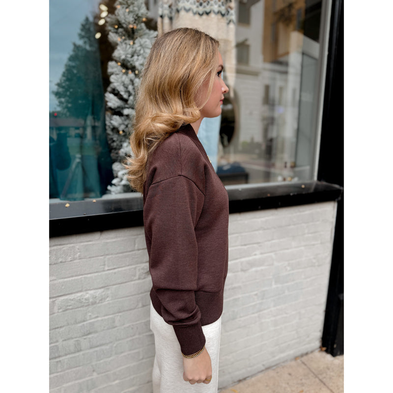 Sally Half Zip Sweat | Coffee Bean Marl