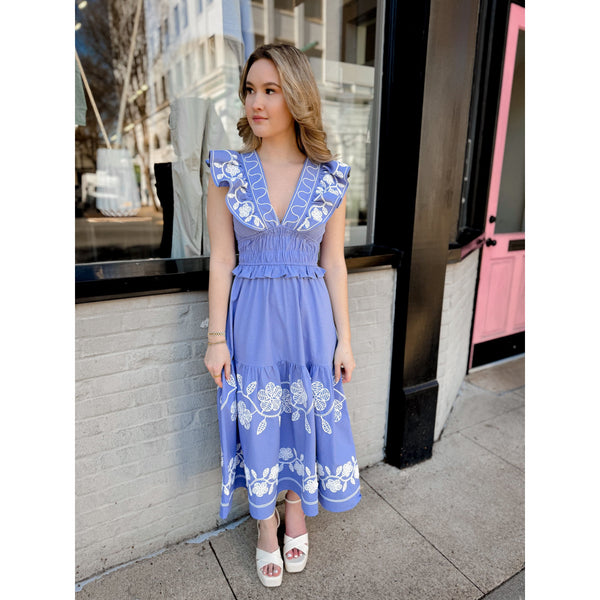 Mae Embroidered Midi Dress